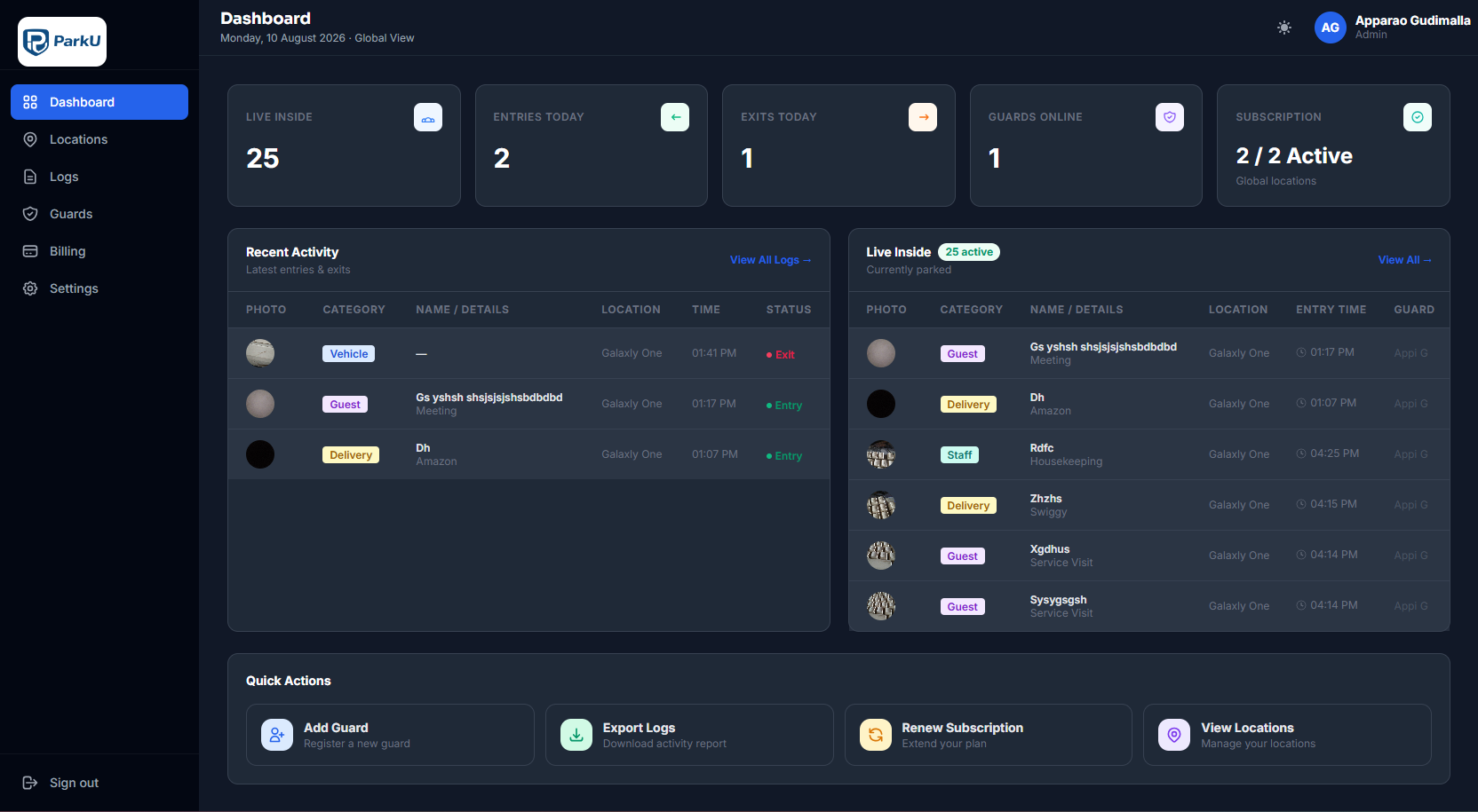 Web Dashboard Demo
